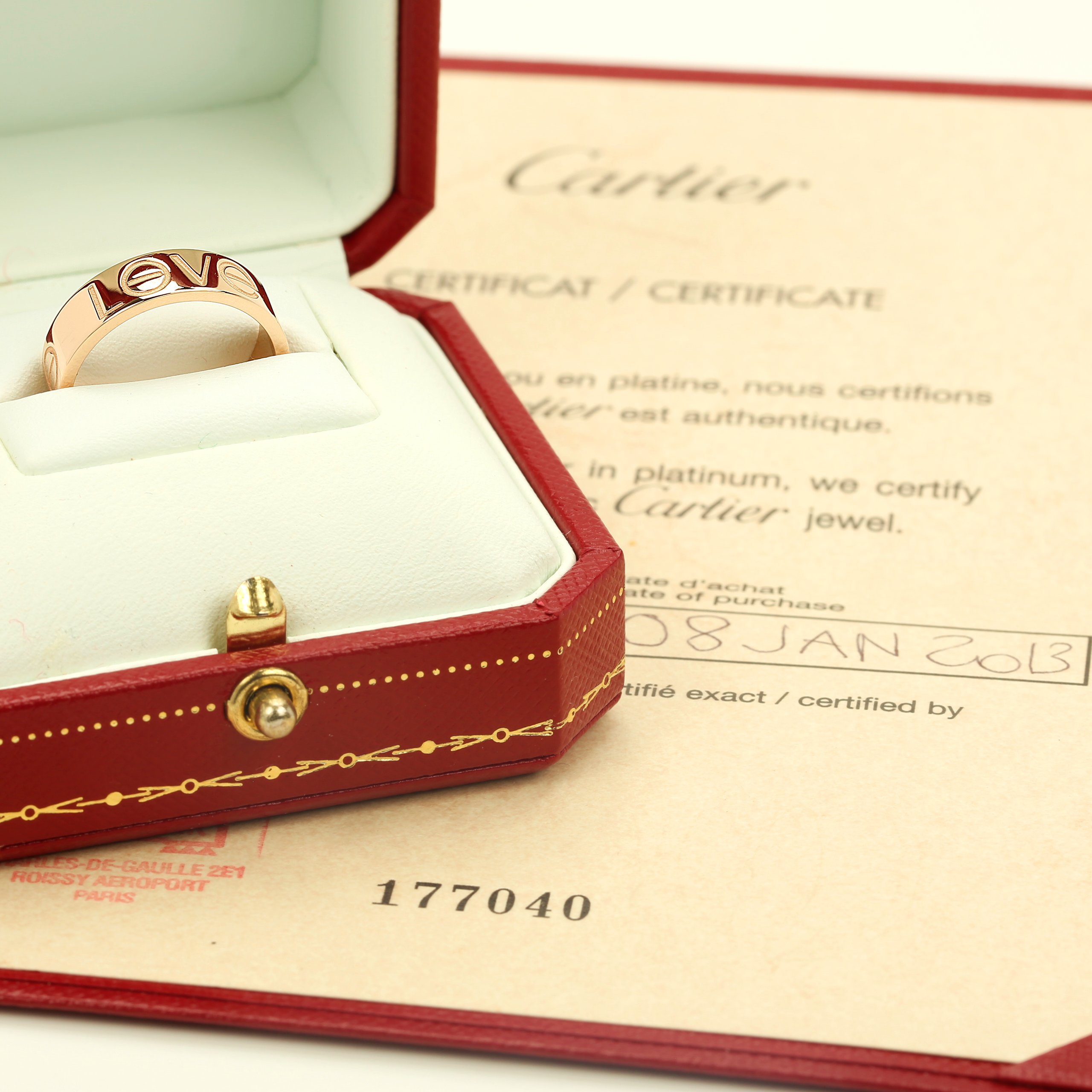 what does the cartier certificate do